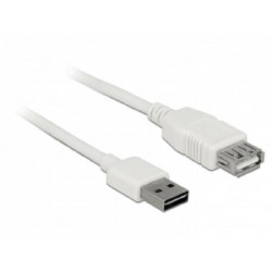 Delock Prodlužovací kabel EASY-USB 2.0 Typ-A samec  USB 2.0 Typ-A samice bílá 1 m
