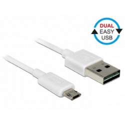 Delock Kabel EASY-USB 2.0 Typ-A samec  EASY-USB 2.0 Typ Micro-B samec 3 m bílá