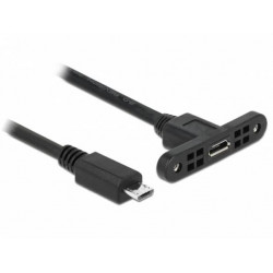 Delock Kabel USB 2.0 Micro-B samice montážní panel  USB 2.0 Micro-B samec 25 cm