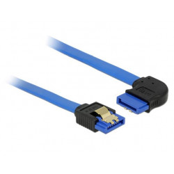 Delock Cable SATA 6 Gb s receptacle straight  SATA receptacle right angled 20 cm blue with gold clips 