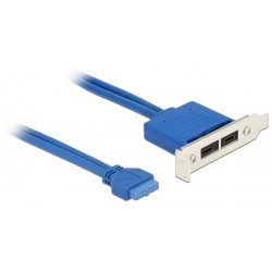 Delock Záslepka 1 x 19 pin USB 3.1 pin konektor samice interní  2 x USB Type-C™ samice externí Low Profile