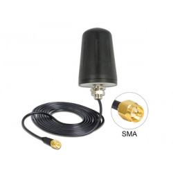 Delock WLAN 802.11 b g n Antenna SMA Plug 3 dBi omnidirectional with connection cable (RG-174, 3 m) 
