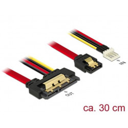 Delock Kabel SATA 6 Gb s 7 pin samice + Floppy 4 pin napájení samec  SATA 22 pin samice přímý kovový 30 cm