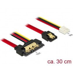 Delock Kabel SATA 6 Gb s 7 pin samice + Floppy 4 pin napájení samice  SATA 22 pin samice přímý kovový 30 cm