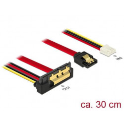 Delock Kabel SATA 6 Gb s 7 pin samice + Floppy 4 pin napájení samice  SATA 22 pin samice pravoúhlý dolů kovový 30 cm