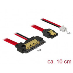 Delock Kabel SATA 6 Gb s 7 pin samice + 2 pin napájecí samice  SATA 22 pin samice přímý (5 V) kovový 10 cm
