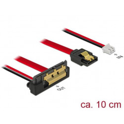 Delock Kabel SATA 6 Gb s 7 pin samice + 2 pin napájecí samice  SATA 22 pin samice pravoúhlý dolů (5 V) kovový 10 cm