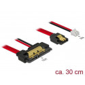Delock Kabel SATA 6 Gb s 7 pin samice + 2 pin napájecí samice  SATA 22 pin samice přímý (5 V) kovový 30 cm