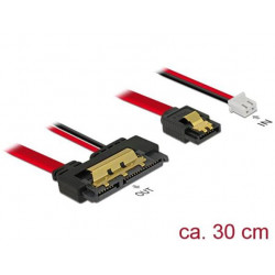 Delock Kabel SATA 6 Gb s 7 pin samice + 2 pin napájecí samice  SATA 22 pin samice přímý (5 V) kovový 30 cm