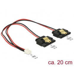 Delock Napájecí kabel 2 pin samice  2 x SATA 15 pin samice (5 V) kovová spona 20 cm