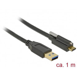 Delock Cable SuperSpeed USB 10 Gbps (USB 3.1 Gen 2) Type-A male  USB Type-C™ male with screw on top 1 m black