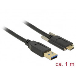 Delock Kabel SuperSpeed USB 10 Gbps (USB 3.1 Gen 2) Type-A samec  USB Type-C™ samec se šrouby po stranách 1 m černý