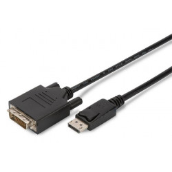 Digitus DisplayPort adapter cable, DP - DVI (24+1) M M, 3.0m, w interlock, DP 1.1a compatible, CE, bl