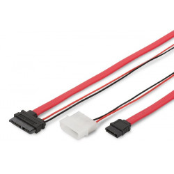 Digitus Připojovací kabel SATA, SATA13pin - typ L + napájení F F, 0,5 m, přímý, Slimline, SATA II III, re