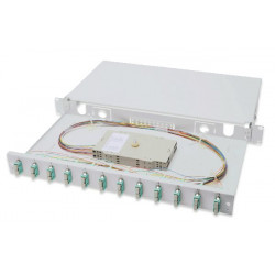 Digitus Fiber Optic Sliding Splice Box, 1U, Equipped 12x SC duplex, incl. M 25 Screw, Splice Cassette Color Pigtails OM3, Adapter