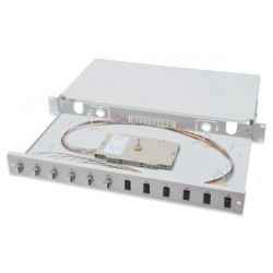 Digitus Fiber Optic Sliding Splice Box, 1U, Equipped 6x LC Duplex, incl. M 25 Screw, Splice Cassette OM2 Color Pigtails, Adapter