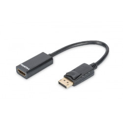 Digitus DisplayPort adapter cable, DP - HDMI type A M F, 0.15m,w interlock, DP 1.1a compatible, CE, bl