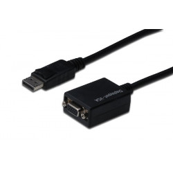 Digitus DisplayPort adapter cable, DP - HD15 M F, 0.15m,w interlock, DP 1.1a compatible, CE, bl