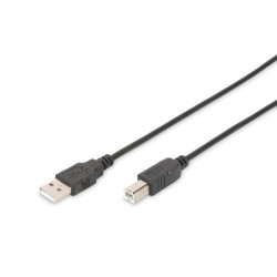 Digitus USB 2.0 connection cable, type A - B M M, 3.0m, USB 2.0 compatible, bl