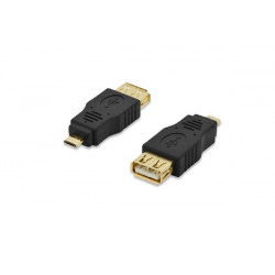Ednet USB adaptér, typ micro B - A M F, USB 2.0, zlatý, bl