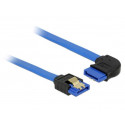 Delock Cable SATA 6 Gb s receptacle straight  SATA receptacle right angled 50 cm blue with gold clips 