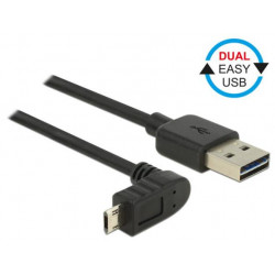Delock Kabel EASY-USB 2.0 Typ-A samec  EASY-USB 2.0 Typ Micro-B samec pravoúhlý nahoru dolů 2 m černý