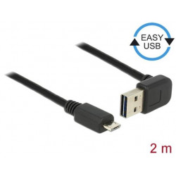 Delock Kabel EASY-USB 2.0 Typ-A samec pravoúhlý nahoru dolů  USB 2.0 Typ Micro-B samec 2 m