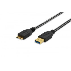 Ednet Připojovací kabel USB 3.0, typ A - micro B M M, 1,8 m, USB 3.0, bavlna, zlato, bl