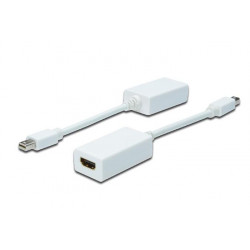Digitus kabelový adaptér DisplayPort, mini DP - HDMI typ A M F, 0,15m, kompatibilní s DP 1.1a, CE, wh