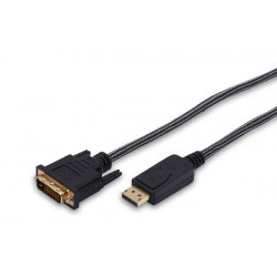 Ednet kabelový adaptér DisplayPort, DP samec na DVI (24 + 1) samec, 2,0 m, Full HD, CE, bavlna, zlato, bl
