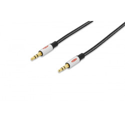 Ednet Audio propojovací kabel, stereo 3,5 mm samec samec, 1,5 m, CCS, stíněný, bavlna, zlato, stříbrná černá