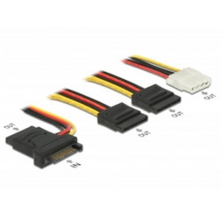 Delock Napájecí kabel SATA 15 pin samec  3 x SATA samice + 1 x Molex 4 pin samice 20 cm (PCB)