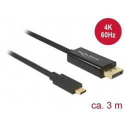 Delock Kabel USB Type-C™ samec  Displayport samec (DP Alt Mód) 4K 60 Hz 3 m černý