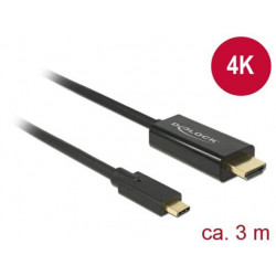 Delock Kabel USB Type-C™ samec  HDMI samec (DP Alt Mód) 4K 30 Hz 3 m černý