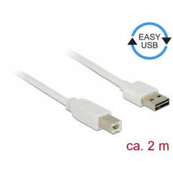 Delock Kabel EASY-USB 2.0 Typ-A samec  USB 2.0 Typ-B samec 2 m bílý