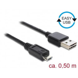 Delock Kabel EASY-USB 2.0 Typ-A samec  USB 2.0 Typ Micro-B samec 50 cm černá 