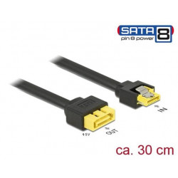 Delock Prodlužovací kabel SATA 6 Gb s samice  SATA samec s pin 8 napájení latchtype 30 cm