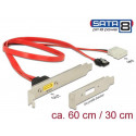 Delock Záslepka SATA 6 Gb s 7 pin samice + Molex 2 pin napájení samec interní  SATA samec s pin 8 napájení externí