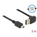 Delock Kabel EASY-USB 2.0 Typ-A samec pravoúhlý nahoru dolů  USB 2.0 Typ Mini-B samec 3 m