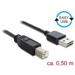 Delock Kabel EASY-USB 2.0 Typ-A samec  USB 2.0 Typ-B samec 0,5 m černý
