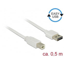 Delock Kabel EASY-USB 2.0 Typ-A samec  USB 2.0 Typ-B samec 0,5 m bílý