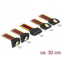 Delock Kabel SATA 15 pin napájecí samec s aretací  SATA 15 pin napájecí samice 2 x přímý 2 x dolů 30 cm