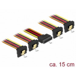 Delock Kabel SATA 15 pin napájecí samec s aretací  SATA 15 pin napájecí samice 4 x dolů 15 cm