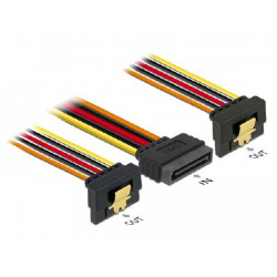 Delock Kabel SATA 15 Pin Strom Stecker mit Einrastfunktion  2 x SATA 15 Pin Strom Buchse 30 cm