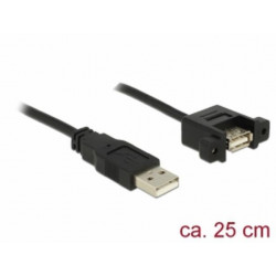 Delock Kabel USB 2.0 Typ-A samec  USB 2.0 Typ-A samice montážní panel 0,25 m