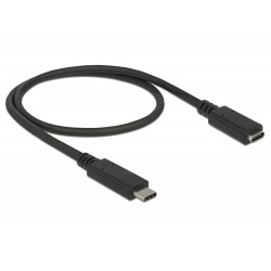 Delock Prodlužovací kabel SuperSpeed USB (USB 3.1 Gen 1) USB Type-C™ samec  port samice 3 A 0,5 m černý