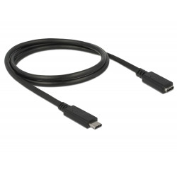 Delock Prodlužovací kabel SuperSpeed USB (USB 3.1 Gen 1) USB Type-C™ samec  port samice 3 A 1,0 m černý