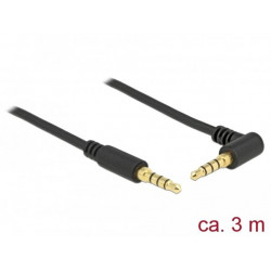 Delock Kabel Stereo Jack 3,5 mm 4 pin samec  samec pravoúhlý 3 m černý