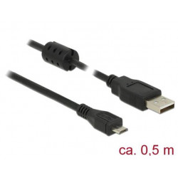 Delock Kabel USB 2.0 Typ-A samec  USB 2.0 Micro-B samec 0,5 m černý