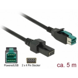 Delock PoweredUSB kabel samec 12 V  2 x 4 pin samec 5 m pro POS tiskárny a terminály